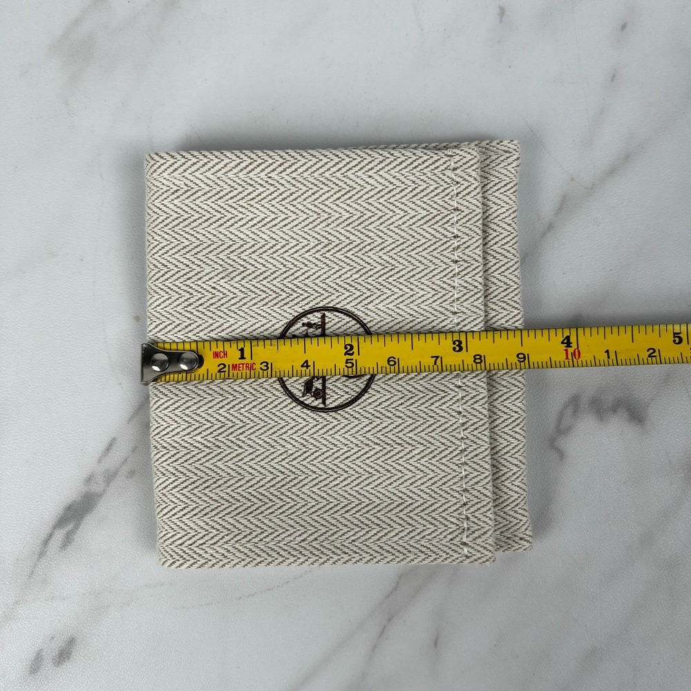 Hermes Beige Herringbone Pattern Ring Bracelet Jewelry Dust Bag 4" x 3.5" - Picture 4 of 4